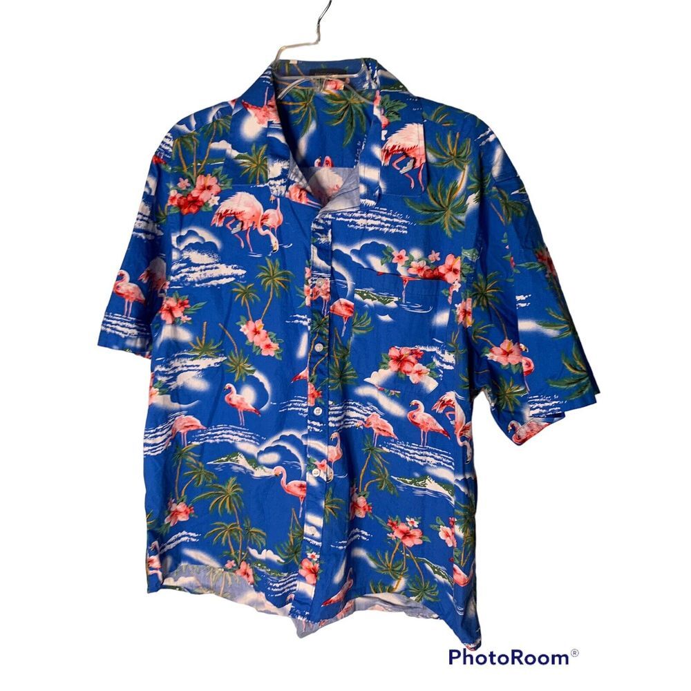 Hisdern Mens 2XL Hawaiian Flamingo Shirt Awesome Shirt‎